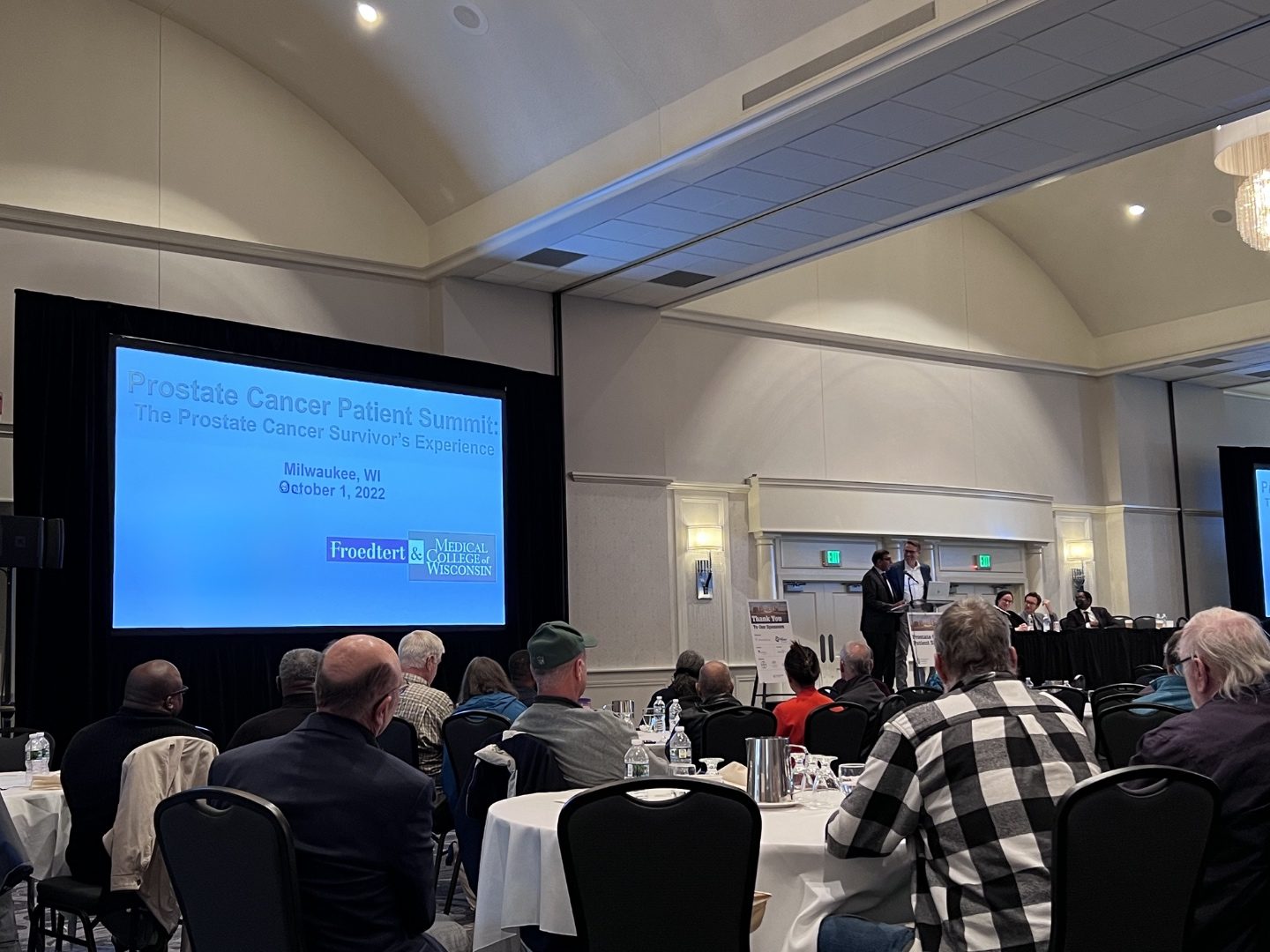 Opening slide of a past Milwaukee Prostate Cancer Patient Summit with the Froedtert & the Medical College of Wisconsin logo